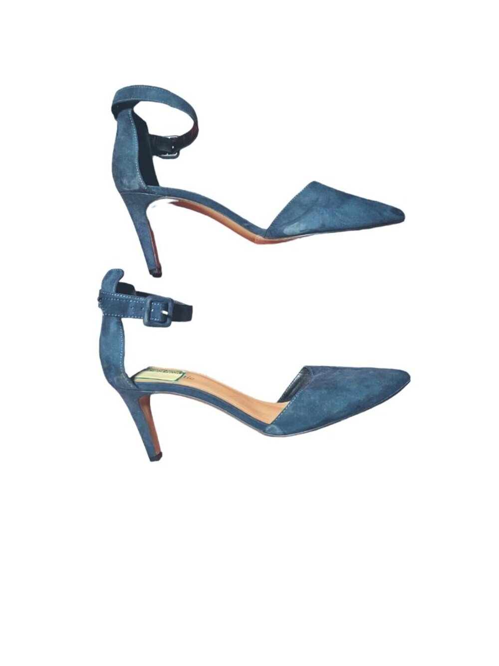Kelly & Katie Blue Faux Suede Pointed-Toe Stiletto Size 10 Ankle Strap Heels - Picture 3 of 5